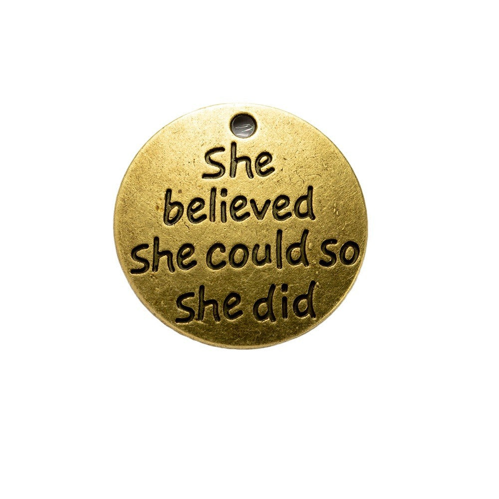 22mm Round Alloy Letter Charm Pendant