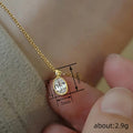 Gold Oval Clear CZ Pendant Necklace with Beaded Bezel view 4