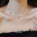 Pastel Tulip Crystal Charm Necklace with Gold Tone Chain view 3