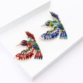 Colorful Enamel Hummingbird Brooch Pin in Blue or Red view 3