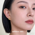Gold Bubble Ball Cluster Zircon Center Stud Earrings view 2