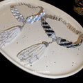 Black and White Crystal Chain Necklaces with Hand Tassels view 4