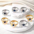 Gold and Silver Tone Flower Evil Eye Fashion Rings view 1