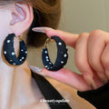 Fabric Wrapped Polka Dot Hoop Earrings In Red White And Black view 3