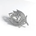 Blue Silver Tone Leaf Crystal Two Designs Metal Brooch Pin view 3