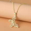Filigree Butterfly Pendant Necklace Silver Gold Options view 2
