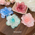 Green Red Pink Or Blue Edged Sheer Rose Duckbill Hair Clip view 2