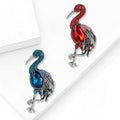 Long Leg Wading Bird Brooch With Teardrop Crystal Body view 2