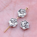 Floral Om Symbol Small-Hole Metal Bead in Two Antique Finishes view 6