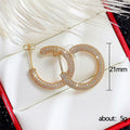 Gold Tone Triple Row Pave Crystal Open Hoop Earrings view 5
