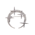 Moon Geometric Crystal Metal Brooch Pin for Jackets and Lapels view 1