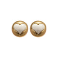 Gold Tone Puffy Heart Stud Earrings with Silver Centers view 5