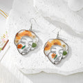 Silver Tone Abstract Face Pressed Flower Drop Earrings in Four Designs view 4