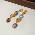 Gold Gray Cabochon Link Necklace Drop Earrings 2 Styles view 6