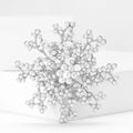 Large Clear Crystal Snowflake Brooch In Silver Tone view 2