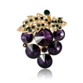 Vintage Crystal Grape Cluster Brooch in Purple and Amber view 5
