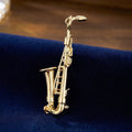 Saxophone Brooch in Polished Metal for Jackets and Scarves view 3