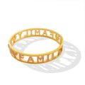 Gold Steel Rose FAMILY Letter Pink Heart Hinge Bangle view 5