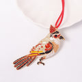 Rhinestone Cardinal Bird Hanging Ornament Red Cord Four Styles view 7