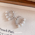 Silver Pearl Cluster Huggie Hoop Earrings for Everyday Styling view 2