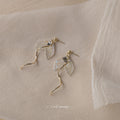Gold Tone White Translucent Fishtail Long Wavy Bar Drop Earrings view 4