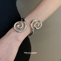 Spiral Open Cuff Bangle Matching Ring Set 2 Colors view 3