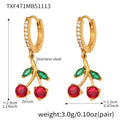 Gold Steel Ball Chain Cherry Strawberry Heart Charm Jewelry Set view 7