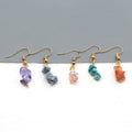 Gold Tone Irregular Stone Chip Hook Earrings in Five Colors view 2