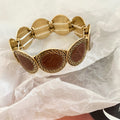 Leopard Print and Leather Look Stretch Disc Bracelets view 7