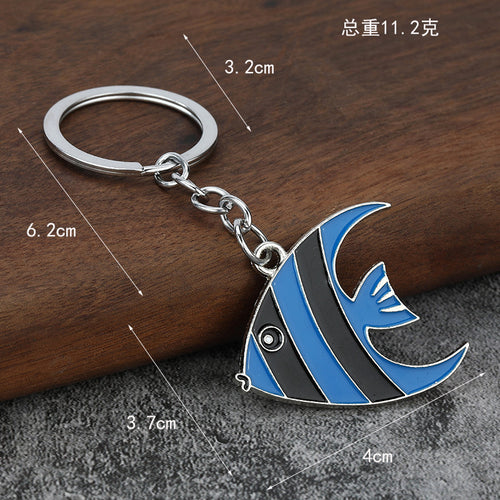 Colorful Striped Tropical Fish Alloy Keychain Pendant Accessory