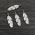 Slender Feather Charms in Antique Bronze and Silver view 2