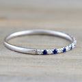 Pink And Blue Stone Half-Eternity Slim Ring In Silver Tone view 3