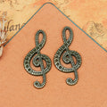Alloy Music Note Charm Pendant for Bracelets, 33x15mm