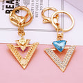Jeweled Letter V Keychains in White Pink Blue and Purple view 4