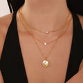 Phoenix Circle Pendant Necklace With White Seashell Inlay view 3