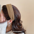 Thick Cable Knit Soft Padded Fabric Headband Navy Blue view 3