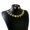 Gold Heart Crystal Necklace Earring Ring Jewelry Set view 8