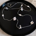 Silver Tone Organic Disc Long Necklace Statement Fashion Jewelry view 6