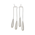 Silver Tone Pearl Teardrop Threader Earrings with Polished Metal Details view 5