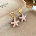 Pastel Starfish Drop Earrings in Pink Blue and White view 6