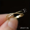 Gold Tone Thin Crossed Beaded Band Ring Sizes 6 to 10 view 4