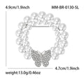 Pearl Wreath Brooch with Crystal Butterfly in Two Tones view 6