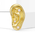 Pearl Accent Ear Brooch With Faceted Crystals And Polished Metal Details view 2