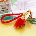 Jeweled Feather Pom High Heel Keychain in Four Pictured Colors view 3