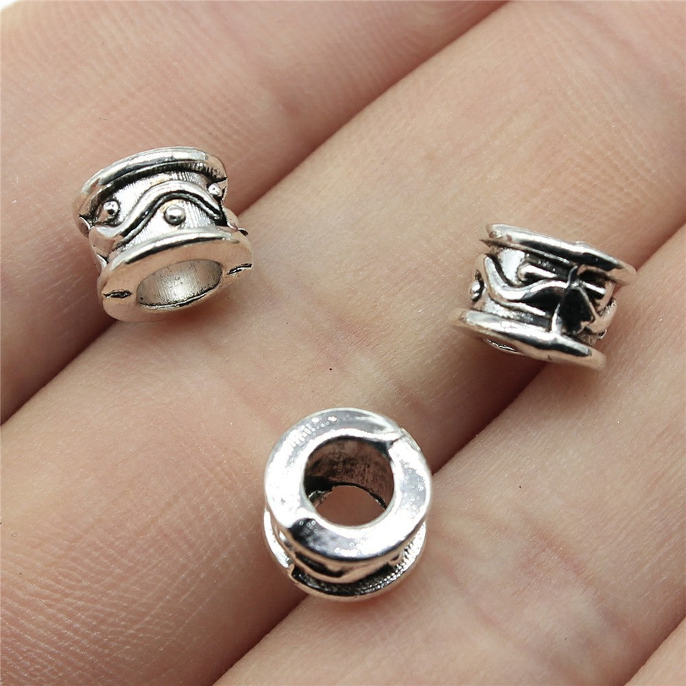 8x8x6mm 1.1g Zinc Alloy Engraved Dreadlock Large Hole Beads for Hair Braid Jewelry Making