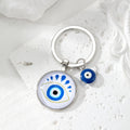 Evil Eye Glass Cabochon Keychain 9 Blue Eye Styles view 3