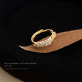 Gold Open Adjustable Clear CZ Wheat Cluster Band Ring view 4