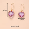 Medium Heart Faceted Glass Dangle Earrings Gold Hooks 4 Colors view 4