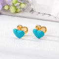 Gold Tone Double Heart Enamel Clip-On Earrings in Four Colors view 8