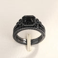Square Halo Three-Ring Set In Gold, Silver, And Black Finishes view 3